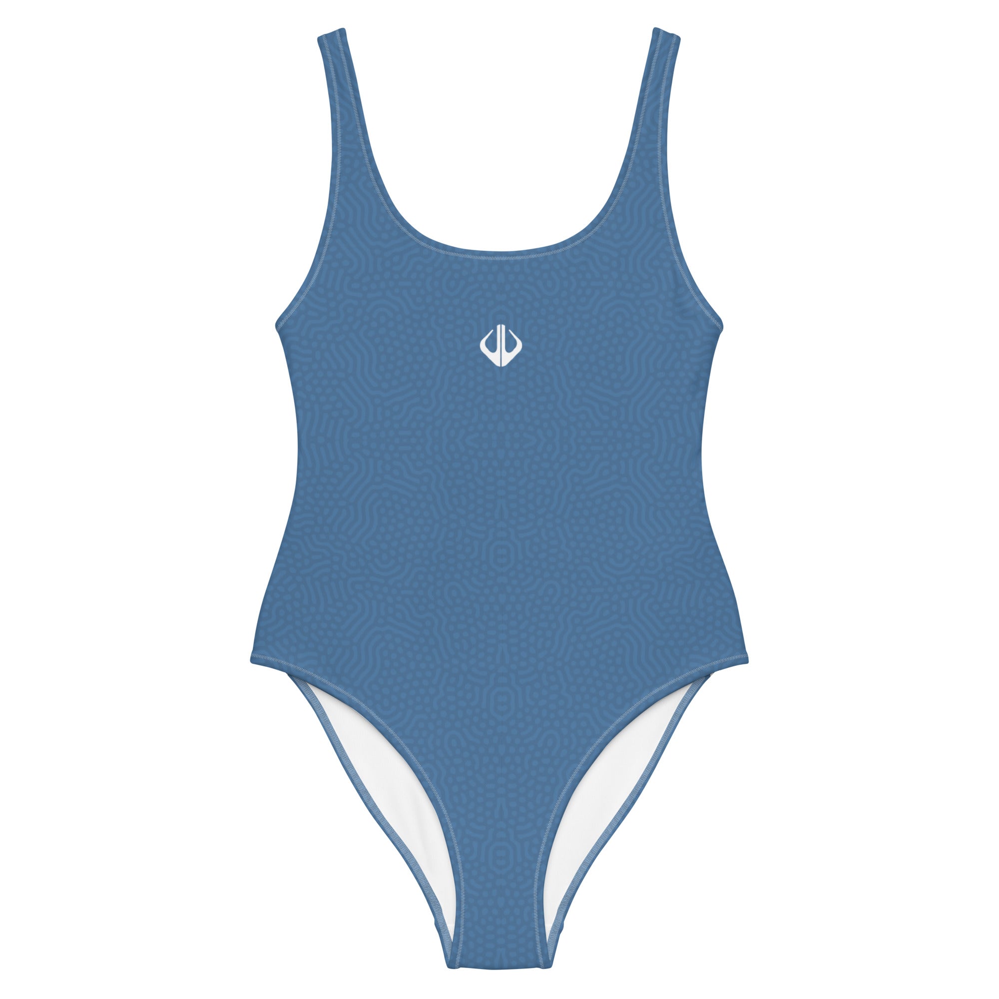 Printful Life League Gear Blue Coral Women s One Piece Blue Coral Pattern White Trim S