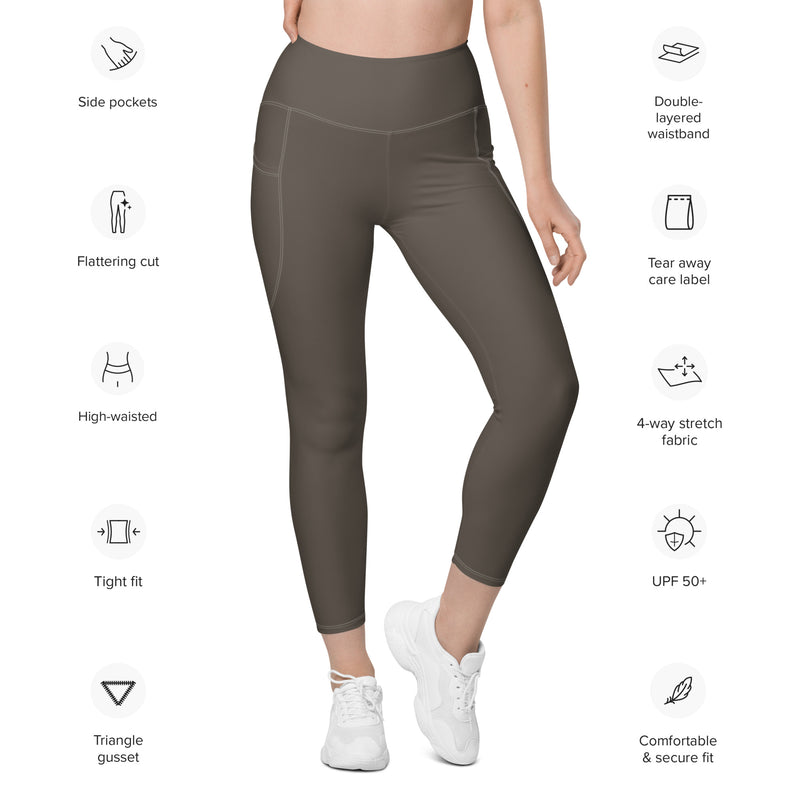 Life League Gear - Women's Leggings with Pockets -  SOLID MANGROVE MUD