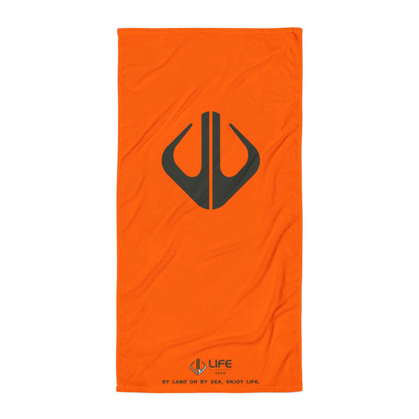Life League Gear Towel - By Land or By Sea, Enjoy Life. (High Viz Orange)
