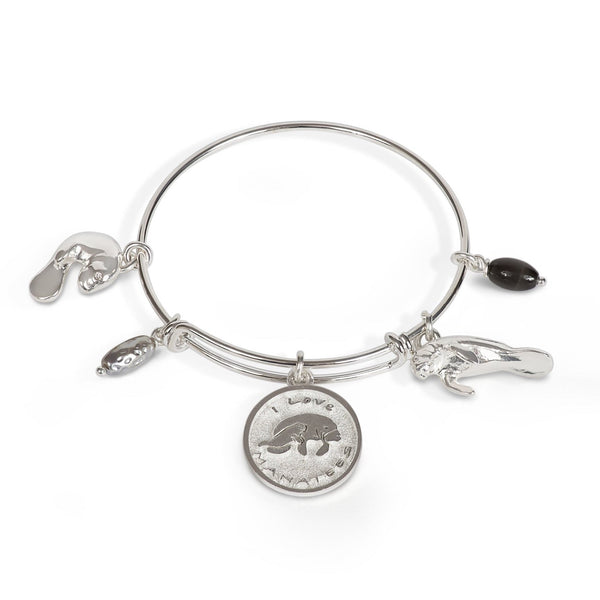 Manatee Bracelet for Women, Manatee Bangle Bracelet, Manatee Charm Bracelet, Adjustable Bracelet for Women, Expandable Bracelet with Manatee Charms