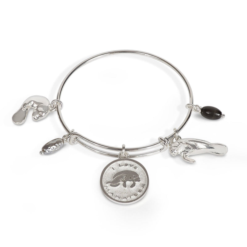 Manatee Bracelet for Women, Manatee Bangle Bracelet, Manatee Charm Bracelet, Adjustable Bracelet for Women, Expandable Bracelet with Manatee Charms
