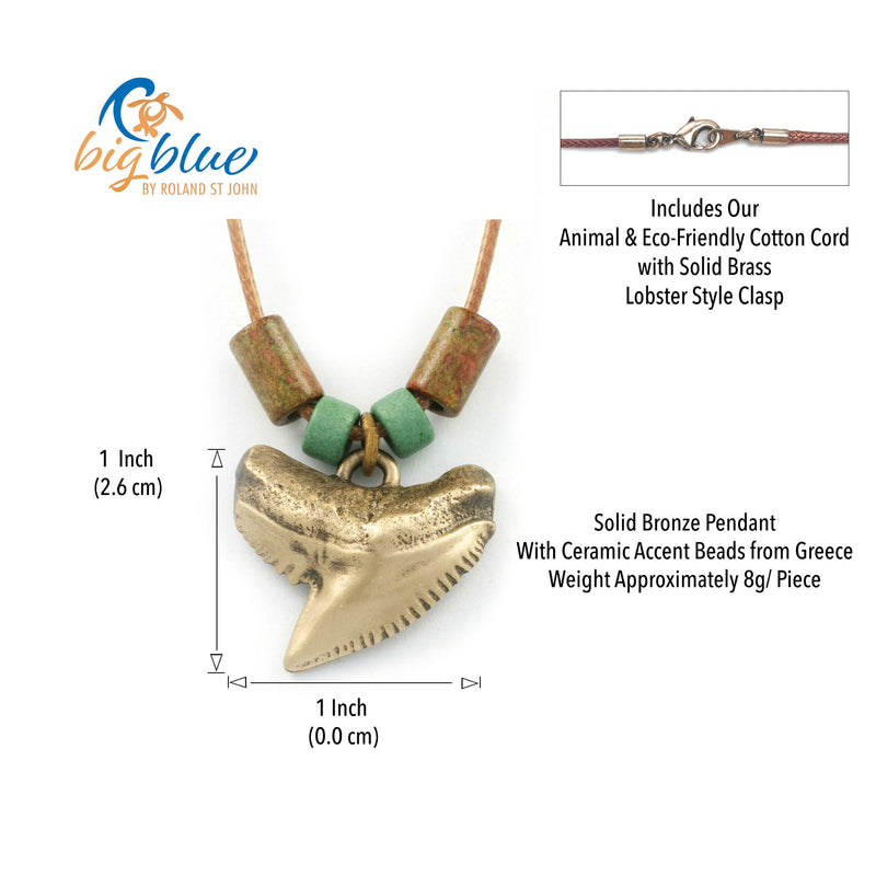 Shark Tooth Necklace for Men and Women- Bronze Shark Pendant, Shark Tooth Charm, Shark Jewelry, Gift for Shark Lover, Beachy Jewelry