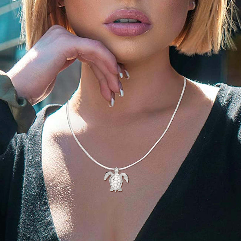 Sea Turtle Necklace Sterling Silver Pendant- Sea Turtle Gift for Women  Honu Hawaiian Turtle Necklace | Unique Gift for Turtle Lover| Sea Life Jewelry