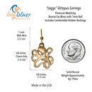 Octopus Bronze Drop Earrings, Bronze Octopus Dangle Earrings, Gifts for Octopus Lovers, Sea Life Drop Earrings