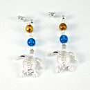 Sea Turtle Dangle Earrings with Beads -Sea Life Drop Earrings, Turtle Drop Earrings with Beads