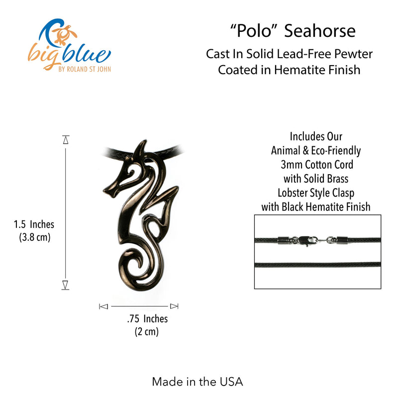 Seahorse Necklace for Women Hematite- Jet Black Seahorse Pendant, Gift for Seahorse Lover, Seahorse Charm, Seahorse Pendant Hematite