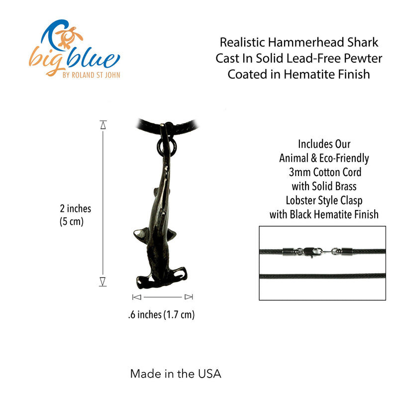 Shark Necklaces for Men and Women- Hematite Shark Pendant, Jet Black Shark Necklace, Hematite Necklaces, Gifts for Shark Lovers, Scuba Diving Gifts