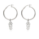 Seahorse Hoop Earrings for Women Sterling Silver- Seahorse Drop Earrings, Seahorse Dangle Hoop Earrings, Seahorse Jewelry, Seahorse Gifts