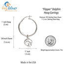 Dolphin Hoop Earrings for Women Sterling Silver- Dolphin Dangle Earrings for Women, Dolphin Charm Earrings