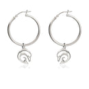 Dolphin Hoop Earrings for Women Sterling Silver- Dolphin Dangle Earrings for Women, Dolphin Charm Earrings