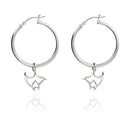 Stingray Hoop Earrings Sterling Silver- Manta Ray Dangle Hoop Earrings, Stingray Charm Earrings, Manta Ray Dangle Hoop Earrings Sterling Silver