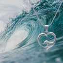 Ocean Wave Necklace Sterling Silver- Heart of the Ocean Pendant, Ocean Lover Gifts, Sea Life Jewelry