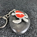 Turtle Keychain with Dive Flag for Men and Women- Gift for Turtle Lovers, Scuba Diving Turtle Keyring, Sea Turtle Key Fob, Gifts for Scuba