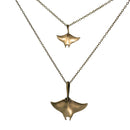 Boho Manta Ray Necklace for Women- Bronze Beachy Boho Necklace, Layered Manta Ray Necklace, Sea Life Gifts, Bronze Stingray, Brown Manta Ray Necklace