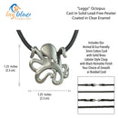 Octopus Necklace Pewter Pendant- Octopus Gift for Women and Men, Octopus Necklaces, Gift for Octopus Lover, Sea Life Jewelry for Divers, Octopus Charm