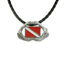 Shark Jaw Necklace- Shark Tooth Gifts, Shark Tooth Necklace, Gifts for Shark Lovers, Scuba Diving Jewelry, Shark Tooth Charm with Dive Flag
