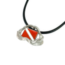 Shark Jaw Necklace- Shark Tooth Gifts, Shark Tooth Necklace, Gifts for Shark Lovers, Scuba Diving Jewelry, Shark Tooth Charm with Dive Flag