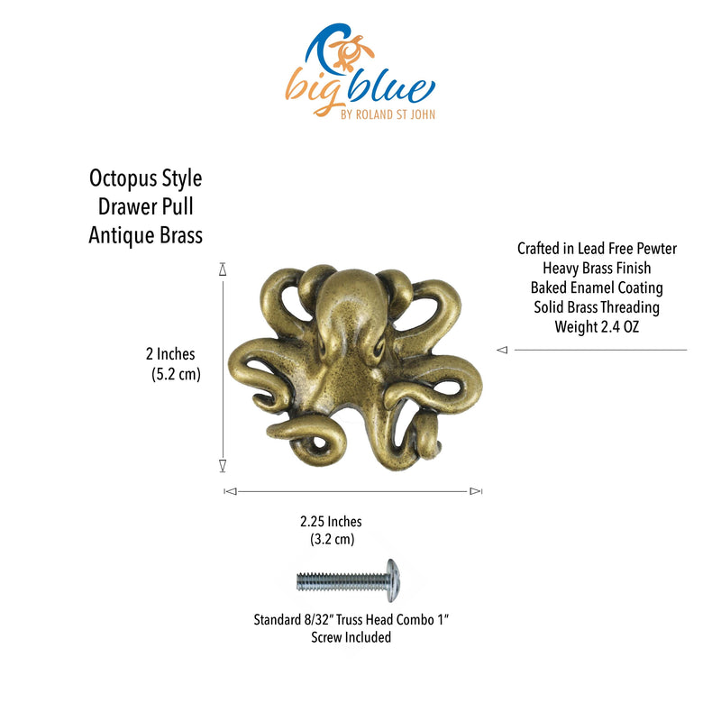 Octopus Drawer Pulls, Beach Decor, Coastal Drawer Pulls, Nautical Drawer Pulls, Sea Life Cabinet Knobs, Ocean Theme Drawer Pulls