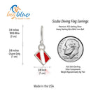 Dive Flag Earrings for Women Sterling Silver- Scuba Diving Gifts for Women, Scuba Diving Earrings, Dive Flag Charm Earrings, Gifts for Scuba Divers