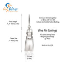Dive Fin Earrings for Women Sterling Silver- Scuba Diving Gifts for Women, Scuba Diving Earrings, Dive Fin Charm Earrings, Gifts for Scuba Divers