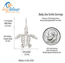Turtle Earrings Sterling Silver- Sea Turtle Drop Earrings, Sea Turtle Gift for Women, Sterling Silver Turtle Dangle Earrings, Gifts for Turtle Lovers