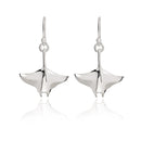 Stingray Earrings Sterling Silver- Manta Ray Sterling Silver Drop Earrings, Manta Ray Earrings, Stingray Charm, Sea Life Sterling Silver Drop Earrings