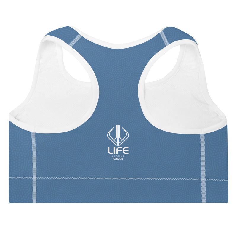 Life League Gear - "Blue Coral" - (White Trim) Women's Padded Sports Bra / Dive Top