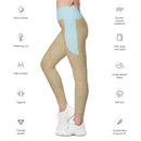 Life League Gear - Women's Leggings with Pockets - "CORAL" (Blue and Sunset Orange)