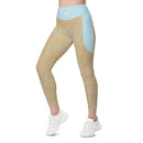 Life League Gear - Women's Leggings with Pockets - "CORAL" (Blue and Sunset Orange)