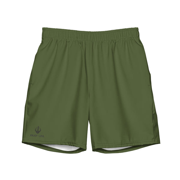 Enjoy Life. - Men's "HYBRID" Swim/Gym Hybrid Shorts (ARMY GREEN)