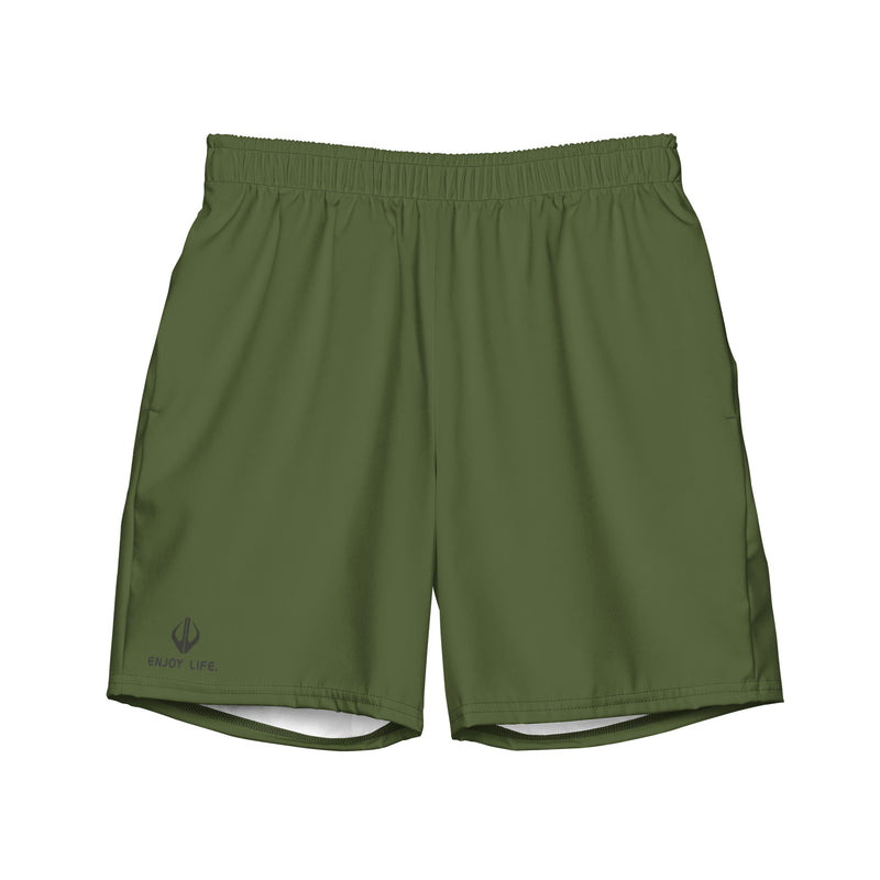 Enjoy Life. - Men's Swim/Gym Hybrid Shorts (ARMY GREEN)