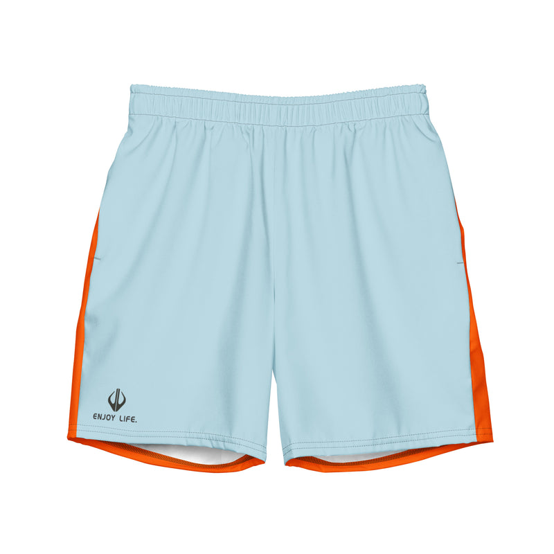 Enjoy Life. - Men's "HYBRID" Swim/Gym Hybrid Shorts (LIGHT BLUE/ORANGE)