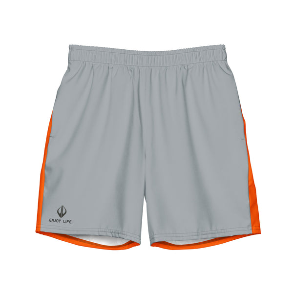 Enjoy Life. - Men's Swim/Gym Hybrid Shorts (LIGHT GREY/ORANGE)