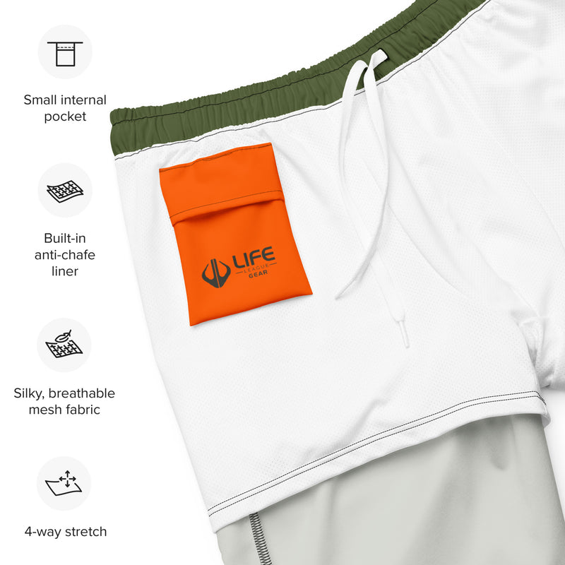 Enjoy Life. - Men's Swim/Gym Hybrid Shorts (ARMY GREEN)