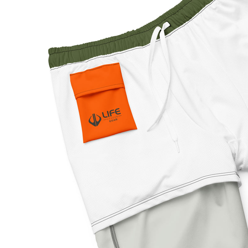 Enjoy Life. - Men's Swim/Gym Hybrid Shorts (ARMY GREEN)