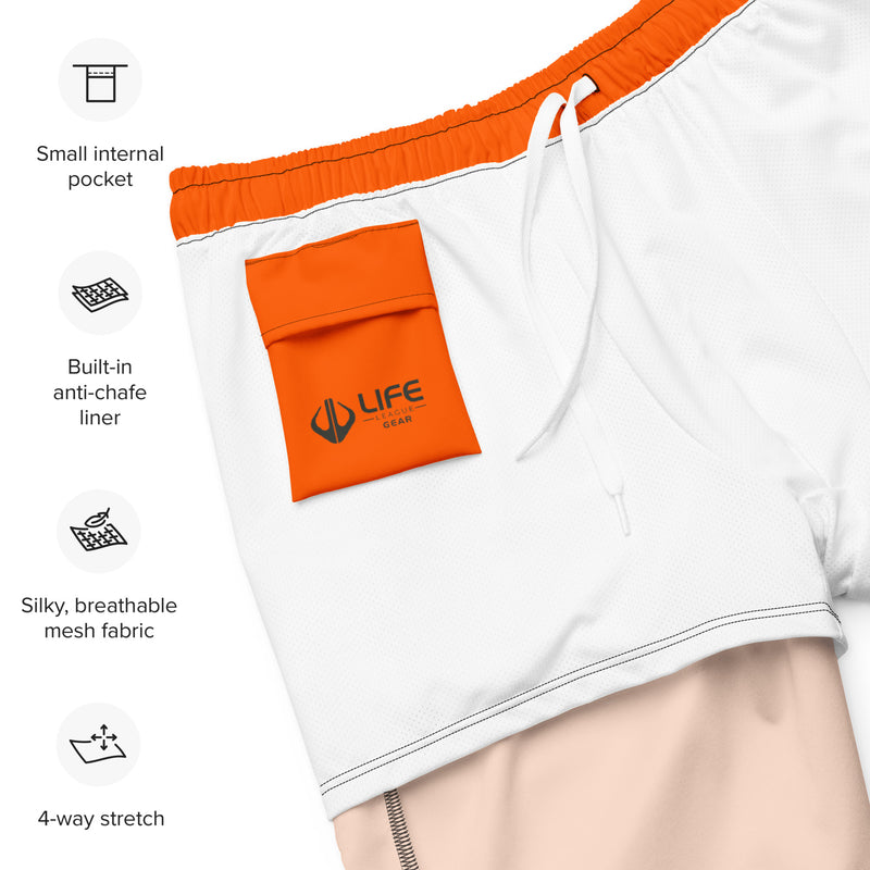 Enjoy Life. - Men's "HYBRID" Swim/Gym Hybrid Shorts (HIGH VIZ ORANGE)