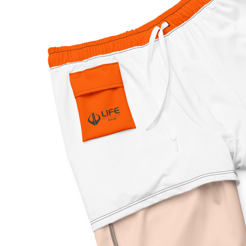 Enjoy Life. - Men's "HYBRID" Swim/Gym Hybrid Shorts (HIGH VIZ ORANGE)