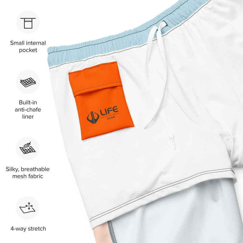 Enjoy Life. - Men's "HYBRID" Swim/Gym Hybrid Shorts (LIGHT BLUE/ORANGE)