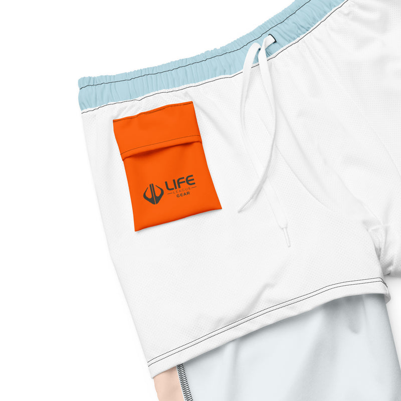 Enjoy Life. - Men's "HYBRID" Swim/Gym Hybrid Shorts (LIGHT BLUE/ORANGE)