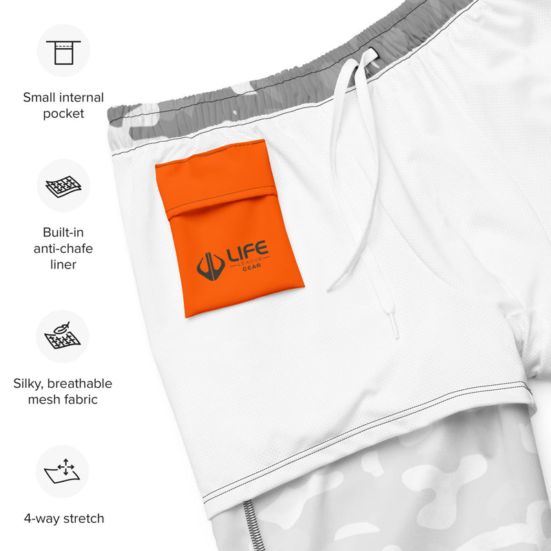 Life League Gear - Men's Summer Grey Camo Swim/Gym Hybrid Shorts
