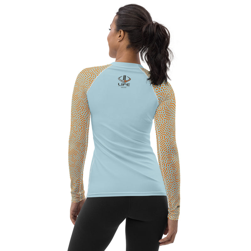 Life League Gear - Coral Skin - Sunset Orange/Keys Blue - Women's Rash Guard
