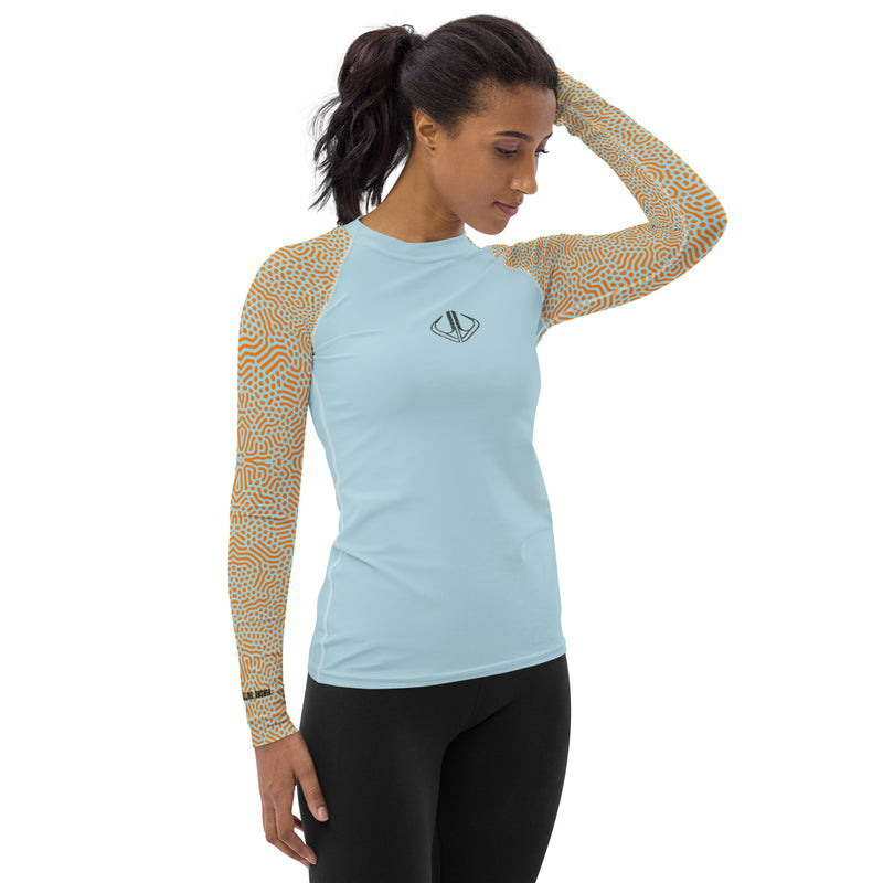 Life League Gear - Coral Skin - Sunset Orange/Keys Blue - Women's Rash Guard