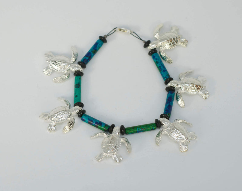 Ocean Theme Baby Sea Turtles Sea Life Charm Bracelet & Necklace