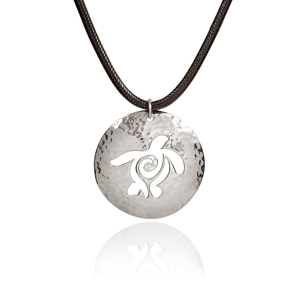 Honu Sea Turtle Necklace,  Sterling Silver Turtle Pendant- Turtle Medallion Sterling Silver, Turtle Gifts for Women, Gifts for Turtle Lovers