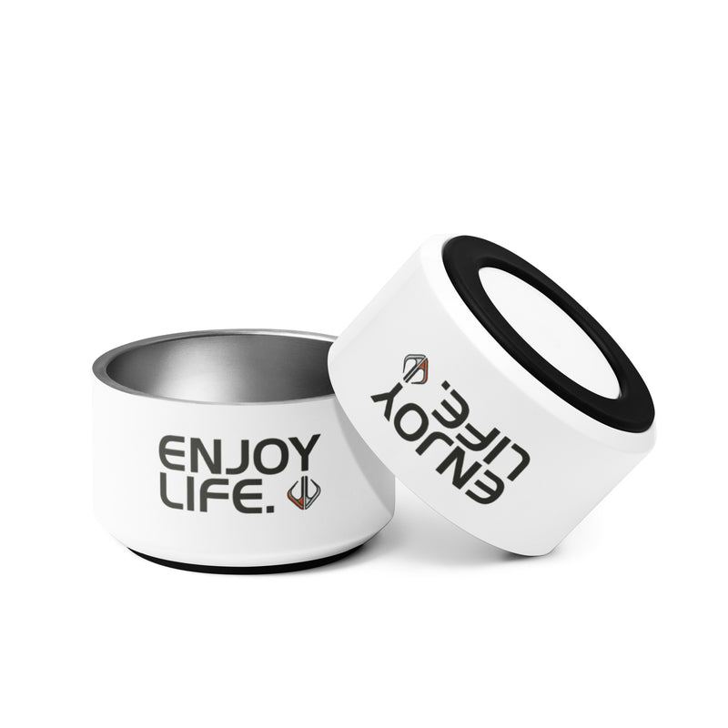 "Enjoy Life" Stainless Steel Pet Bowl with Rubber Base