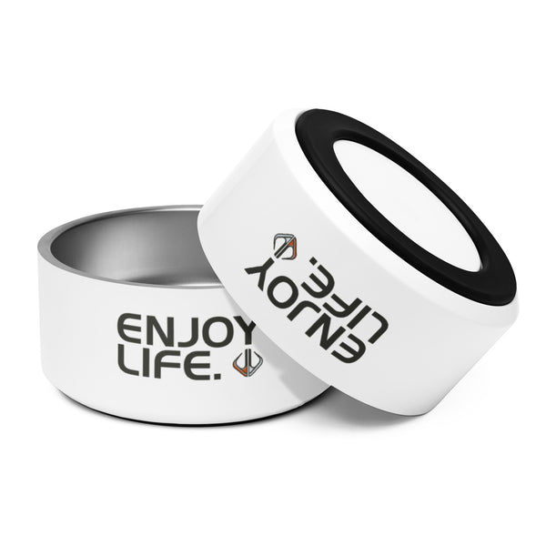 "Enjoy Life" Stainless Steel Pet Bowl with Rubber Base