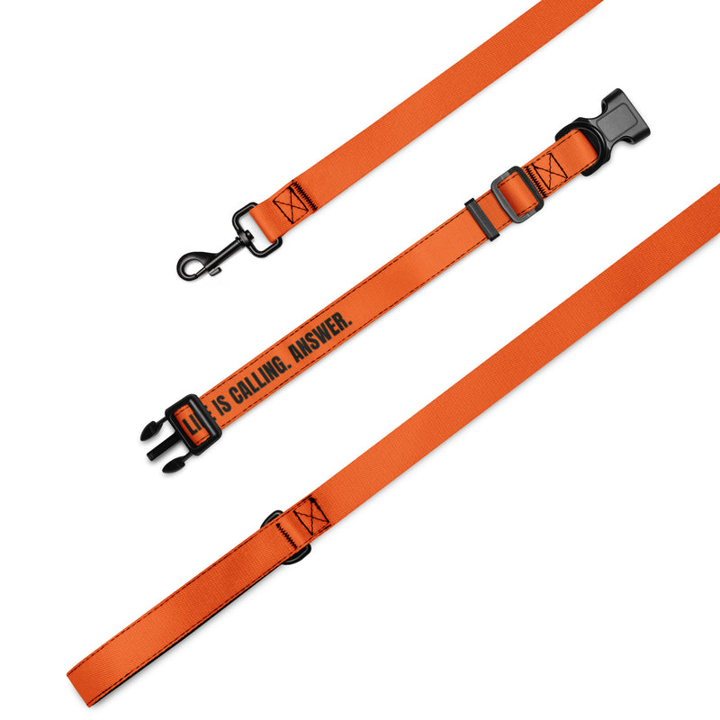 LIFE IS CALLING. ANSWER. - Pet Collar & Leash - By Life League Gear - Orange