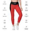 Life League Gear - "Dive" - Women's Leggings with Pockets (Red/Black Accents)