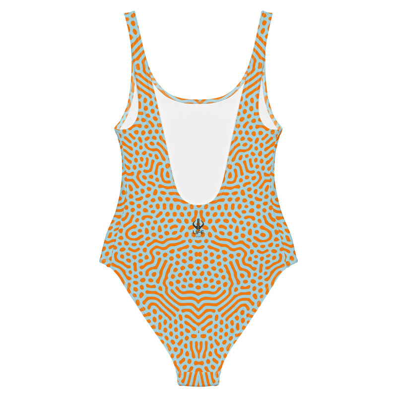 Life League Gear - "Coral Reef" - Women's One Piece (Coral and Blue, White Trim)