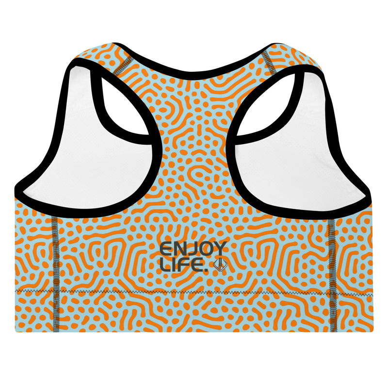 Life League Gear - "High Viz Coral and Blue" - (White or Black Trim) Women's Padded Sports Bra / Dive Top